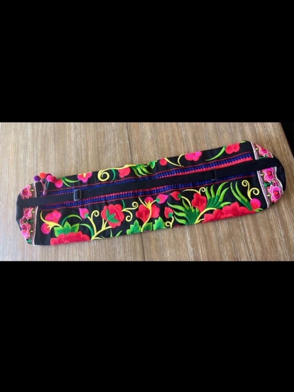 Vibrant Floral Embroidered Yoga Mat Bag